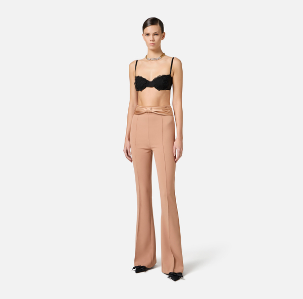 Elisabetta Franchi Pantalon En Crêpe Avec Nœud En Satin