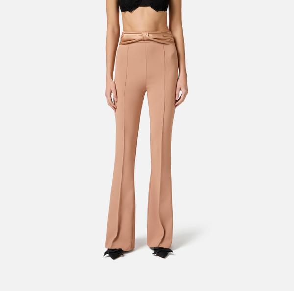 Elisabetta Franchi Pantalon En Crêpe Avec Nœud En Satin