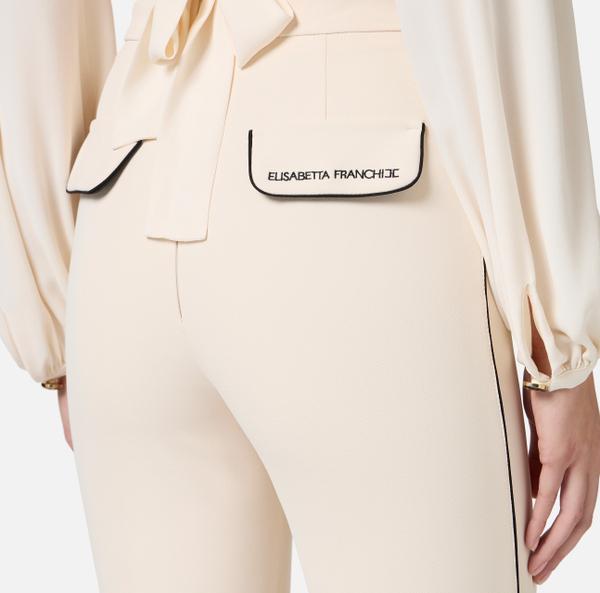 Elisabetta Franchi Pantalon En Crêpe Avec Piping Contrasté