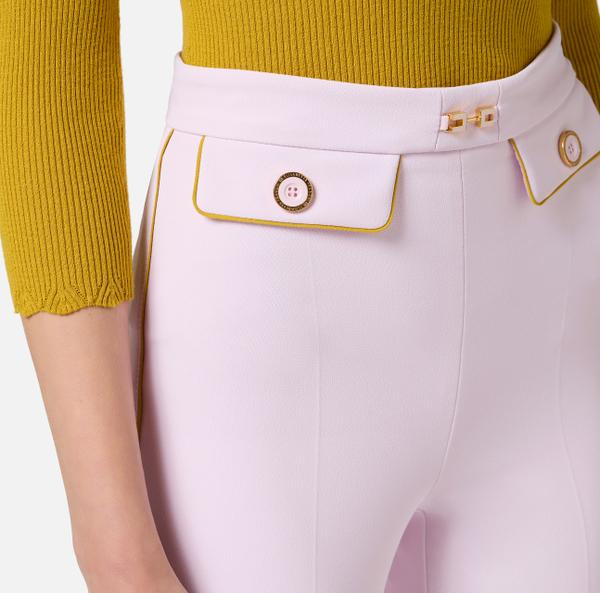 Elisabetta Franchi Pantalon En Crêpe Avec Piping Et Mors Bijou