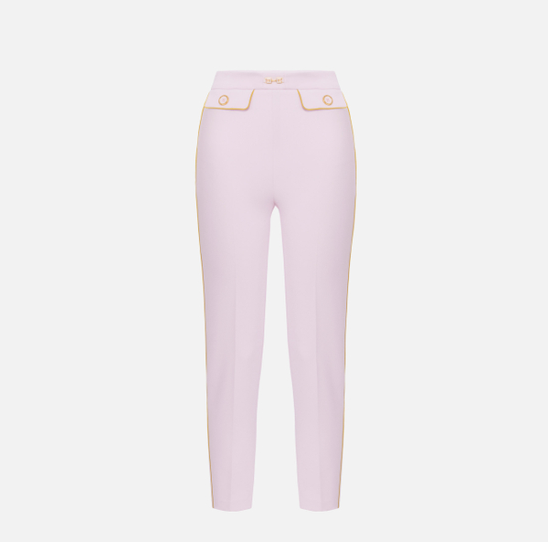 elisabetta franchi Pantalon en crêpe avec piping et mors bijou
