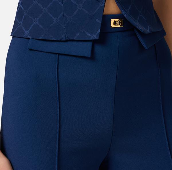 Elisabetta Franchi Pantalon En Crêpe Avec Plaque Logo