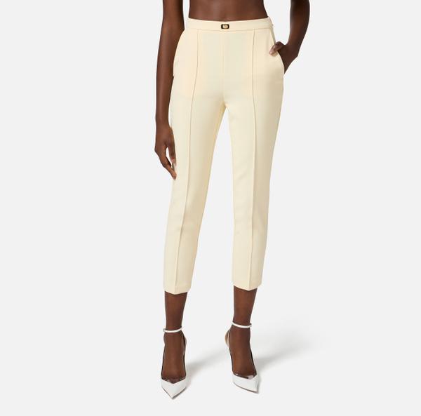 Elisabetta Franchi Pantalon En Crêpe Avec Poches Et Plaque Logo