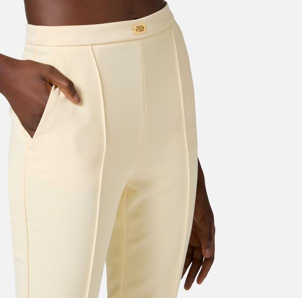 Elisabetta Franchi Pantalon En Crêpe Avec Poches Et Plaque Logo