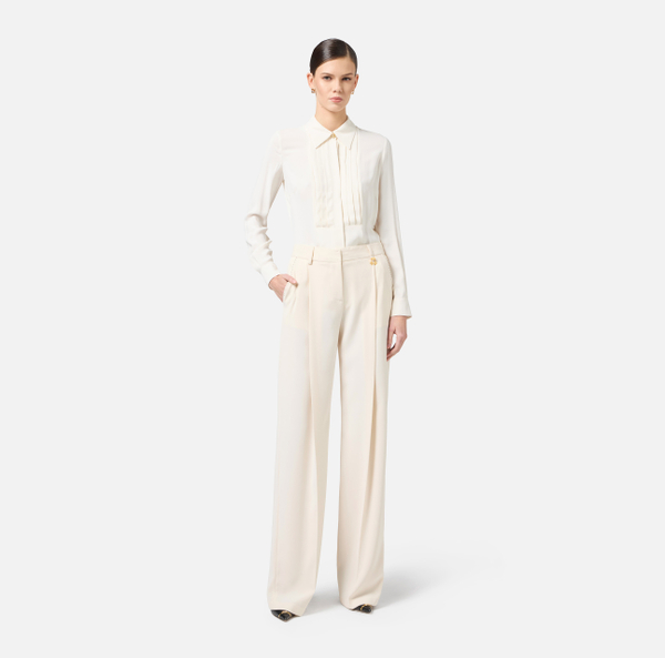 Elisabetta Franchi Pantalon En Crêpe Avec Surpiqûres Contrastées