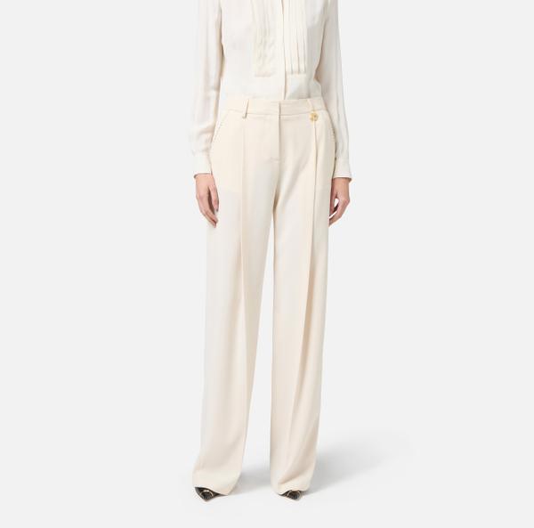 Elisabetta Franchi Pantalon En Crêpe Avec Surpiqûres Contrastées