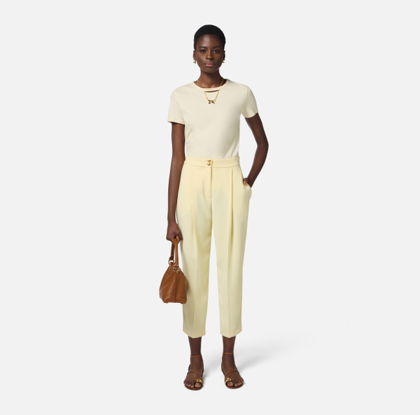 Elisabetta Franchi Pantalon En Crêpe Avec Surpiqûres Contrastées