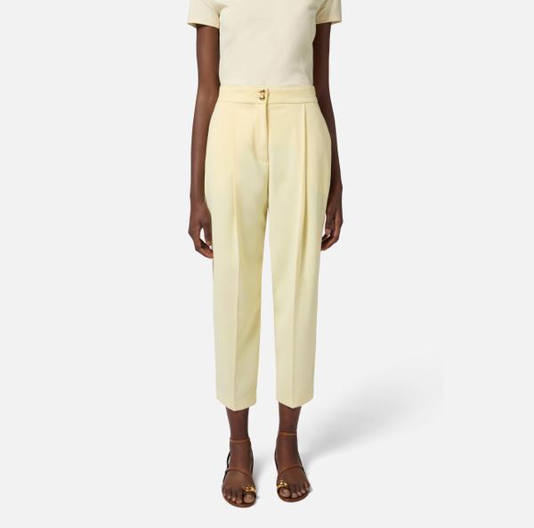 Elisabetta Franchi Pantalon En Crêpe Avec Surpiqûres Contrastées