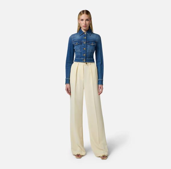 Elisabetta Franchi Pantalon En Crêpe Fluide Avec Boutons Dorés