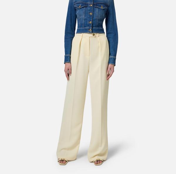 Elisabetta Franchi Pantalon En Crêpe Fluide Avec Boutons Dorés