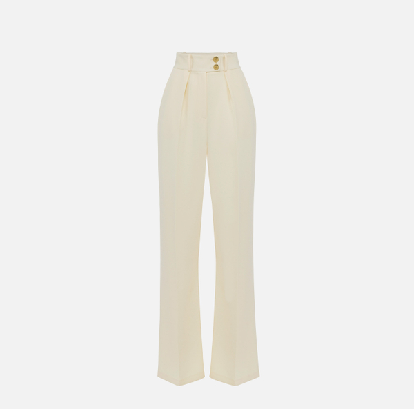 elisabetta franchi Pantalon en crêpe fluide avec boutons dorés