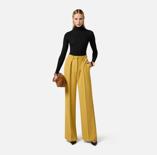Elisabetta Franchi Pantalon En Crêpe Léger Avec Ceinture