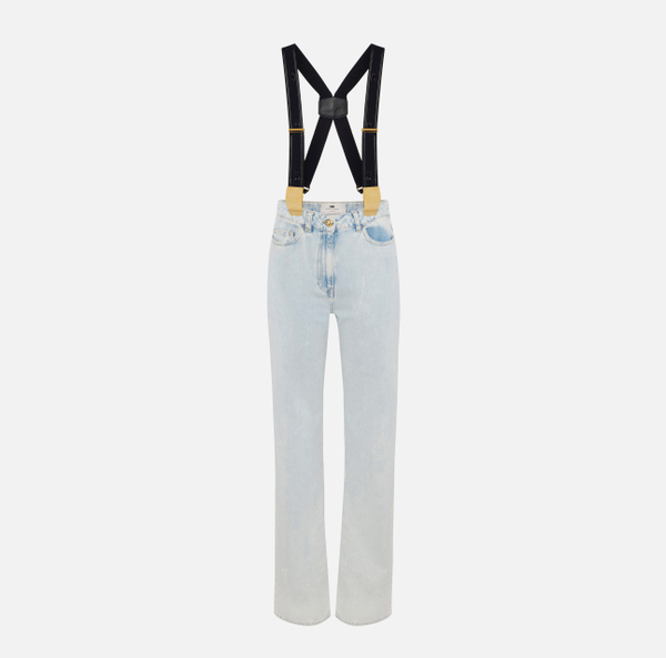 elisabetta franchi Pantalon en denim de coton avec bretelles