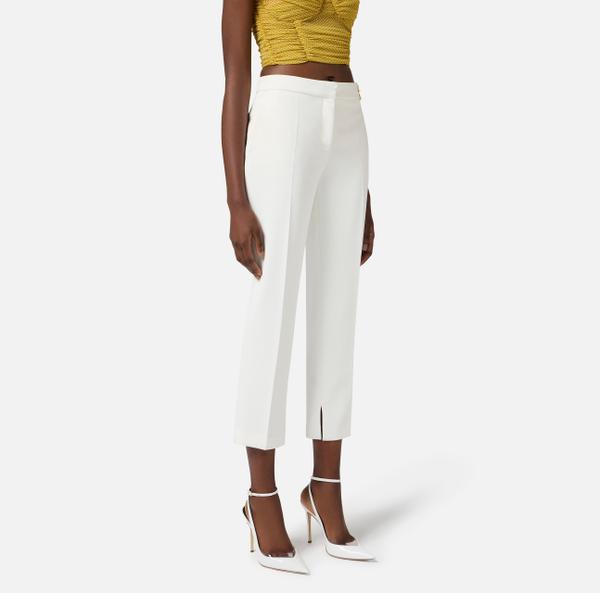 Elisabetta Franchi Pantalon En Double Crêpe Léger Avec Petites Fentes