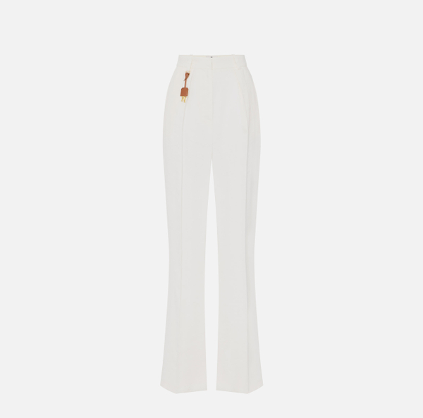 elisabetta franchi Pantalon en gabardine de lin mélangé avec pinces