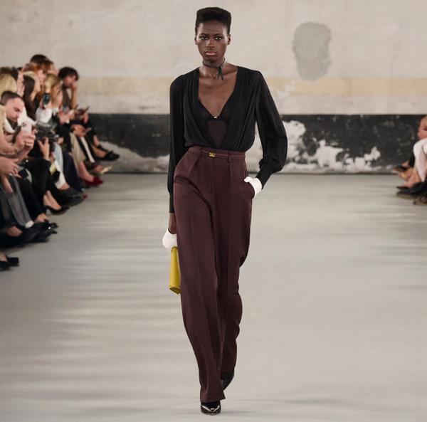 Eleven Paris Pantalon En Laine Légère Avec Surpiqûres Contrastées