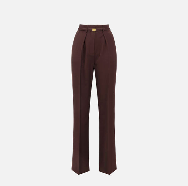 eleven paris Pantalon en laine légère avec surpiqûres contrastées
