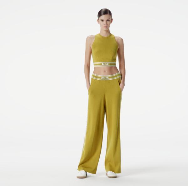 Elisabetta Franchi Pantalon En Viscose Avec Bandes Contrastées
