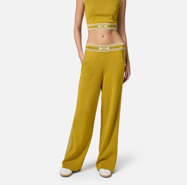 Elisabetta Franchi Pantalon En Viscose Avec Bandes Contrastées