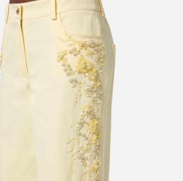Elisabetta Franchi Pantalon Palazzo En Coton Avec Broderies