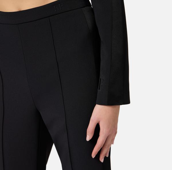 Eleven Paris Pantalon Palazzo En Crêpe Avec Bandes En Satin