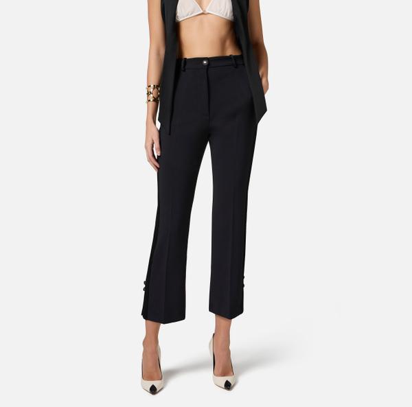 Elisabetta Franchi Pantalon Smoking En Crêpe Avec Bandes En Satin