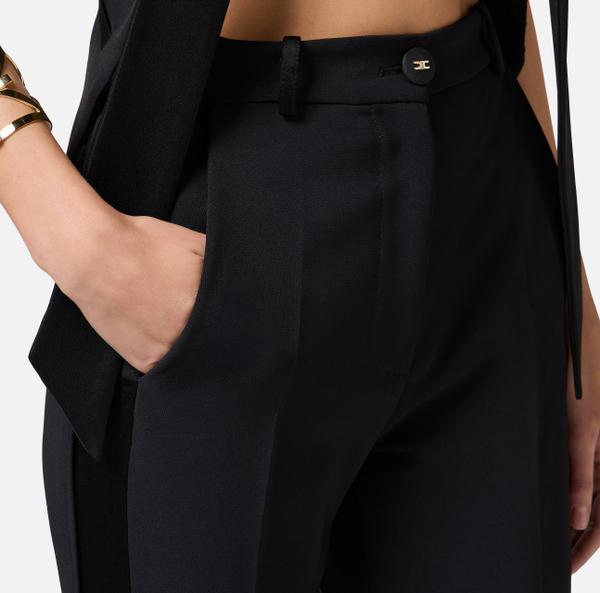 Elisabetta Franchi Pantalon Smoking En Crêpe Avec Bandes En Satin
