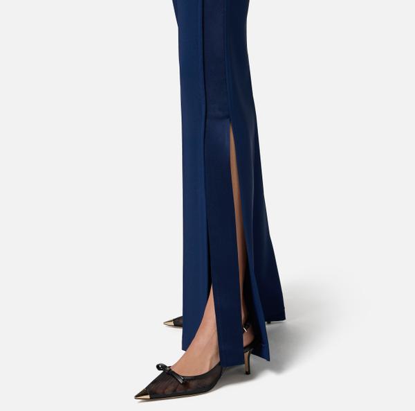 Elisabetta Franchi Pantalon Smoking En Crêpe Avec Bandes En Satin