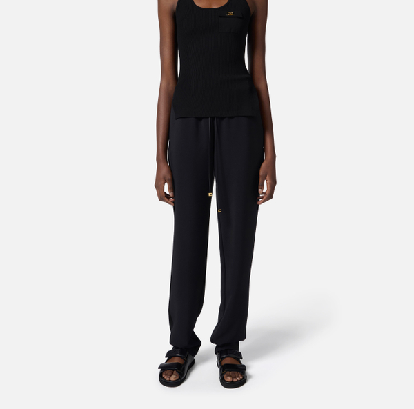 Elisabetta Franchi Pantalon Smoking En Crêpe Avec Bandes En Satin