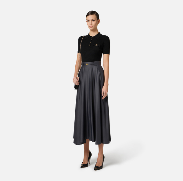 Elisabetta Franchi Polo En Micro-côtes Avec Poche Poitrine