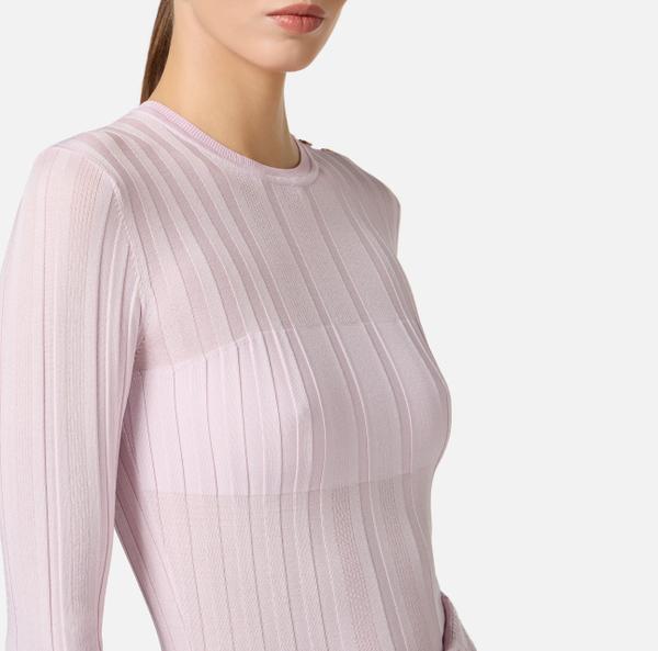 Elisabetta Franchi Pull En Coton Avec Transparences Et Boutons Dorés