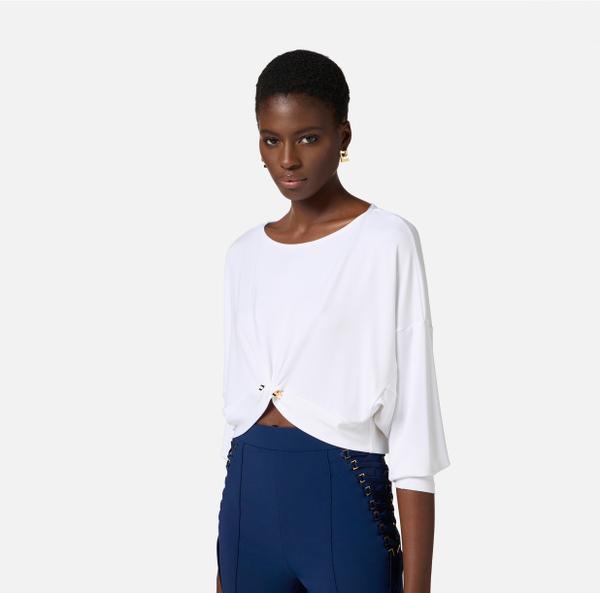 Elisabetta Franchi Pull En Jersey Crêpe Avec Piercing