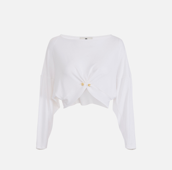 elisabetta franchi Pull en jersey crêpe avec piercing