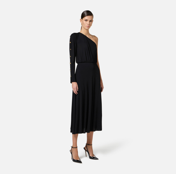 Elisabetta Franchi Robe à épaule Asymétrique En Jersey Avec Boutons