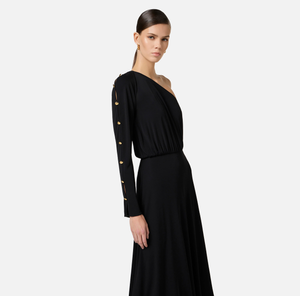Elisabetta Franchi Robe à épaule Asymétrique En Jersey Avec Boutons