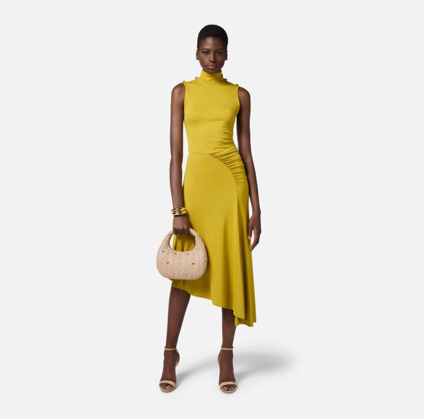 Elisabetta Franchi Robe Asymétrique En Jersey Crêpe Fluide