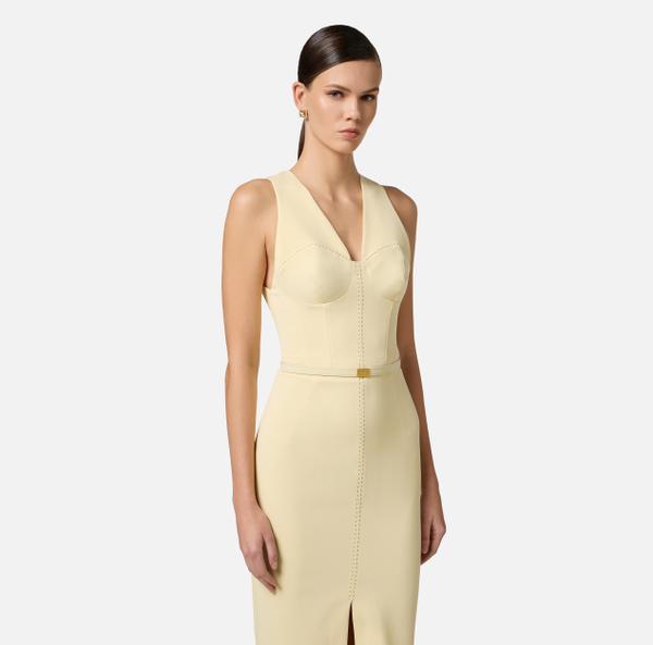 Elisabetta Franchi Robe Bustier En Crêpe Avec Surpiqûres Contrastées