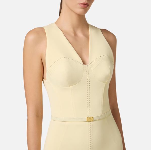 Elisabetta Franchi Robe Bustier En Crêpe Avec Surpiqûres Contrastées