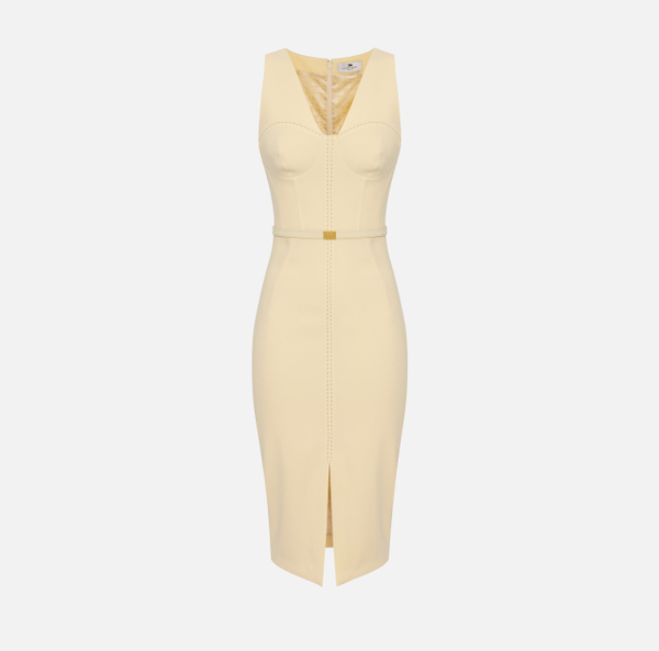 elisabetta franchi Robe bustier en crêpe avec surpiqûres contrastées