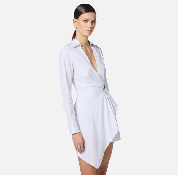 Elisabetta Franchi Robe Chemisier En Popeline Avec Détail Bijou