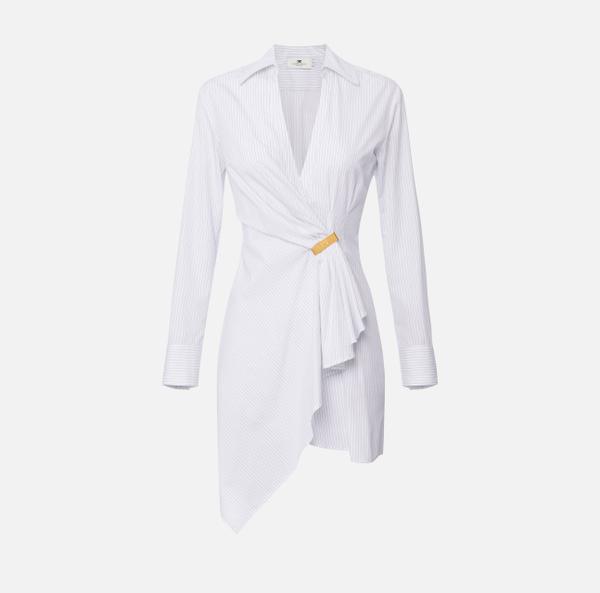 elisabetta franchi Robe chemisier en popeline avec détail bijou