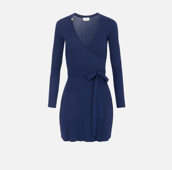 elisabetta franchi Robe côtelée avec décolleté croisé