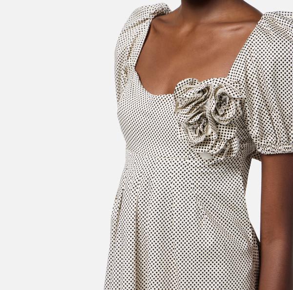 Elisabetta Franchi Robe En Coton Avec Imprimé Pois Et Roses Brodées