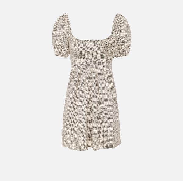 elisabetta franchi Robe en coton avec imprimé pois et roses brodées