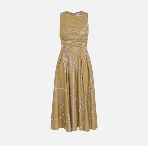 elisabetta franchi Robe en coton avec imprimé raphia et ruban