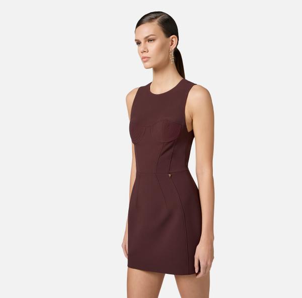 Elisabetta Franchi Robe En Crêpe Avec Corset Et Breloques Florale