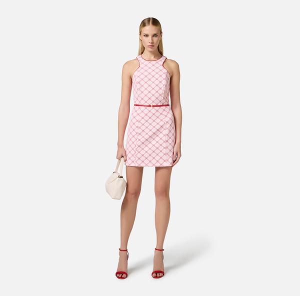 Elisabetta Franchi Robe En Crêpe Avec Imprimé Losanges