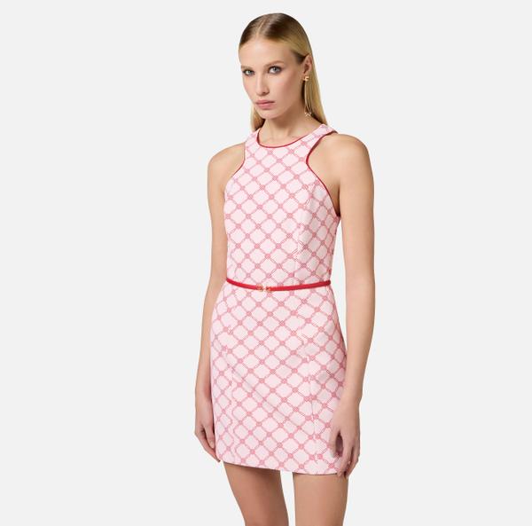 Elisabetta Franchi Robe En Crêpe Avec Imprimé Losanges