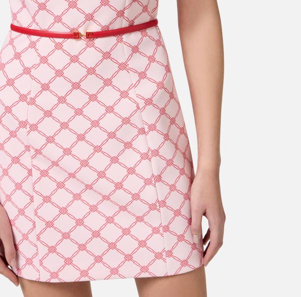 Elisabetta Franchi Robe En Crêpe Avec Imprimé Losanges