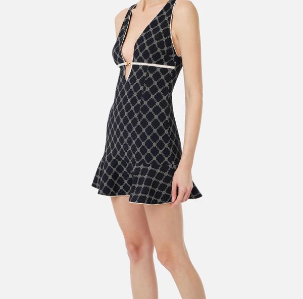 Elisabetta Franchi Robe En Crêpe Avec Imprimé Losanges